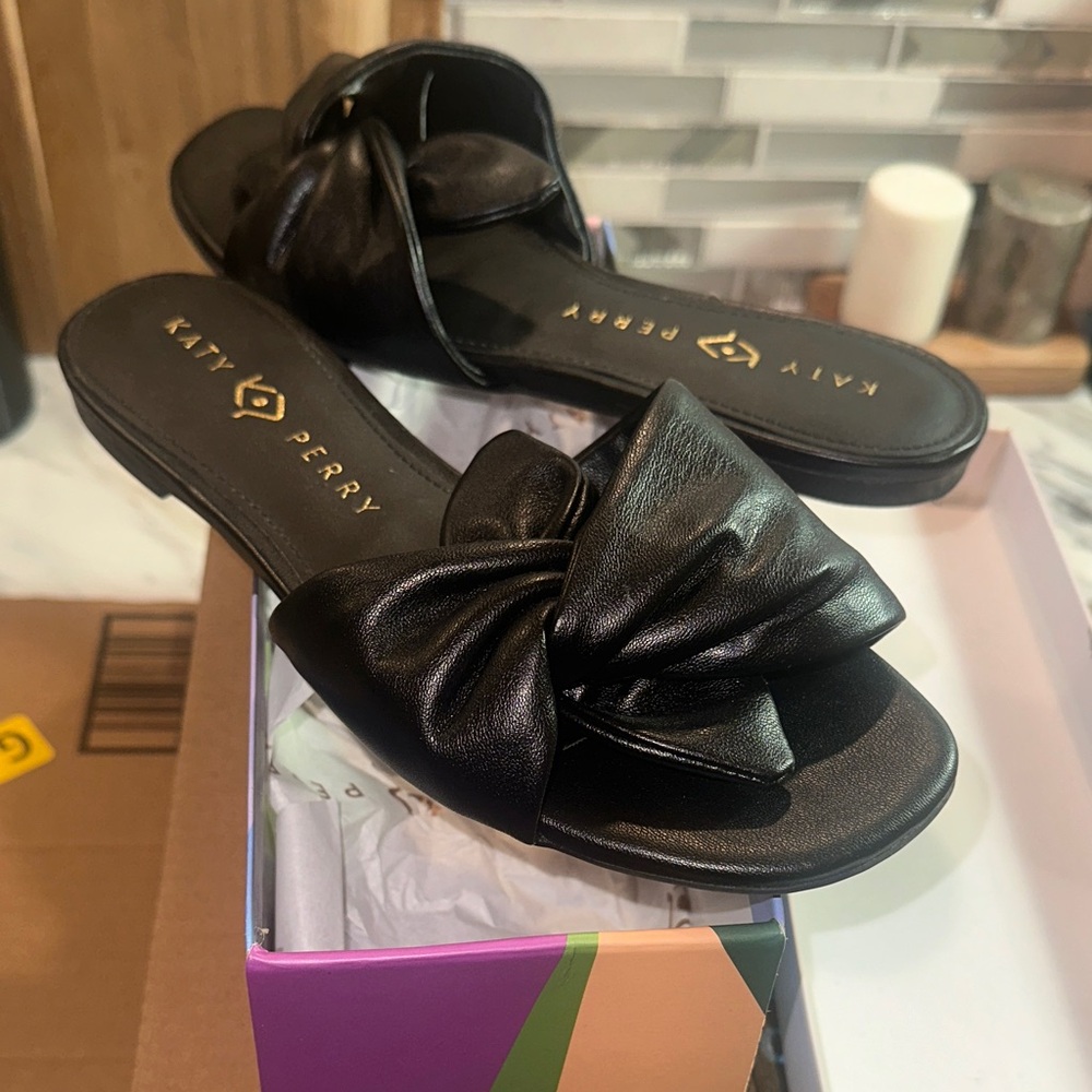 Katy Perry Collections Black Knotted Slide Sandals